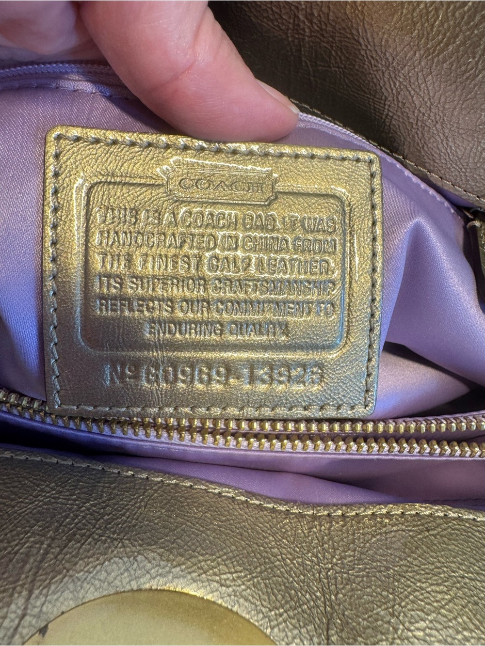 Coach Garnet Metallic Gold Leather Turnlock Satchel - Like New - Picture 16 of 16